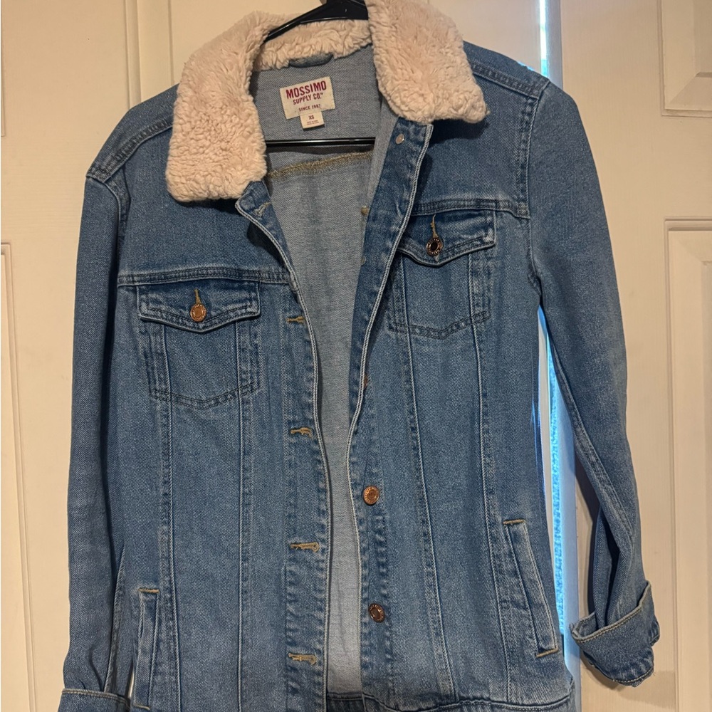 Mossimo Supply Co. Blue Jean Jacket with White Collar